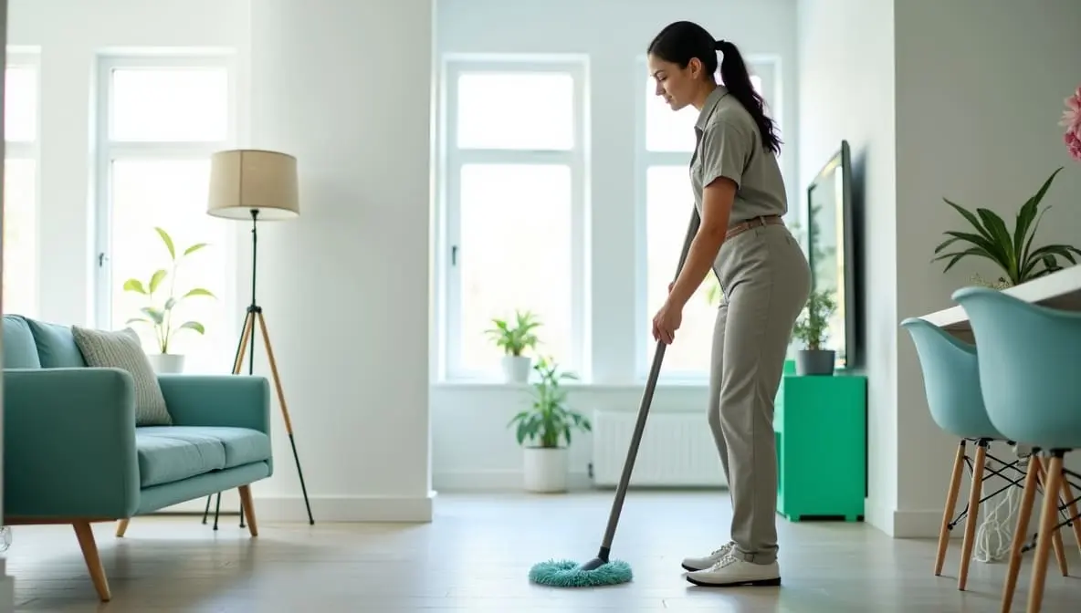 Residential cleaning in a modern living room